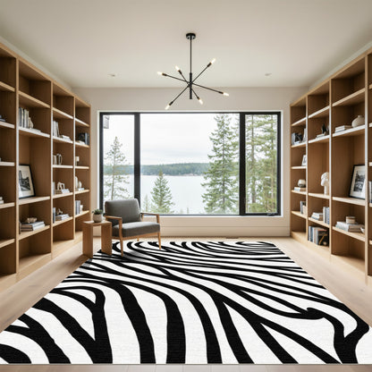Bold Black And White Zebra Strokes Rug