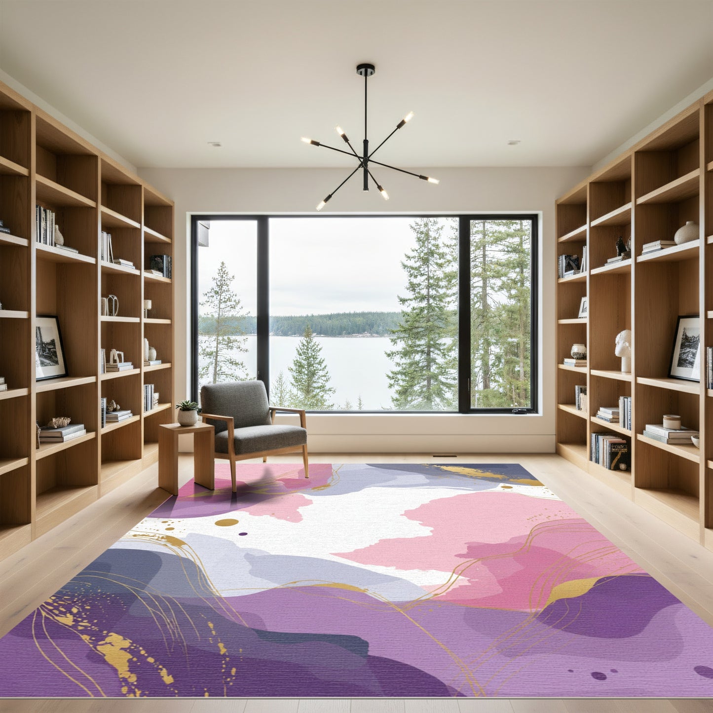Amethyst Pink Purple Gold Swirl Rug