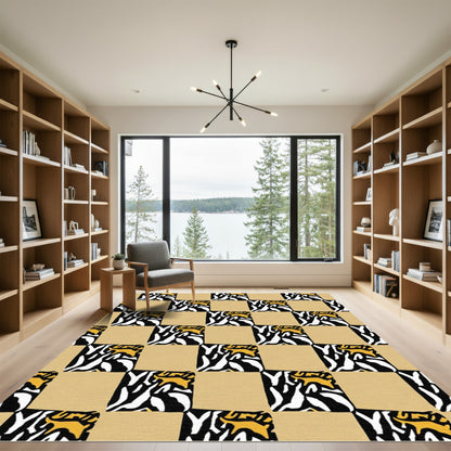 Sandy Yellow Zebra Tiger Squares Rug