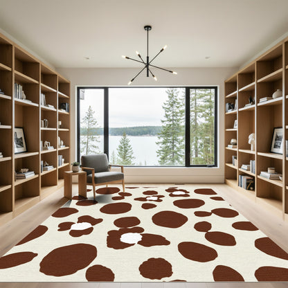 Brown Spots Cream Abstract Shapes Rug
