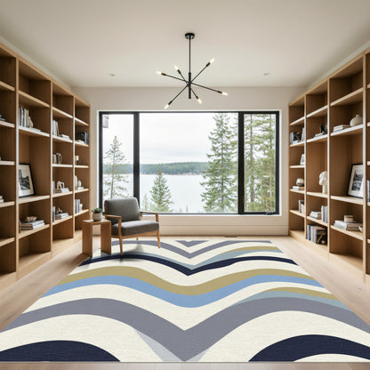 Chic Coastal Wave Stripe Rug