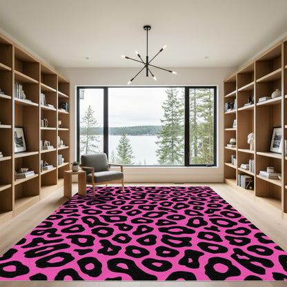Bold Pink Black Animal Spots Rug