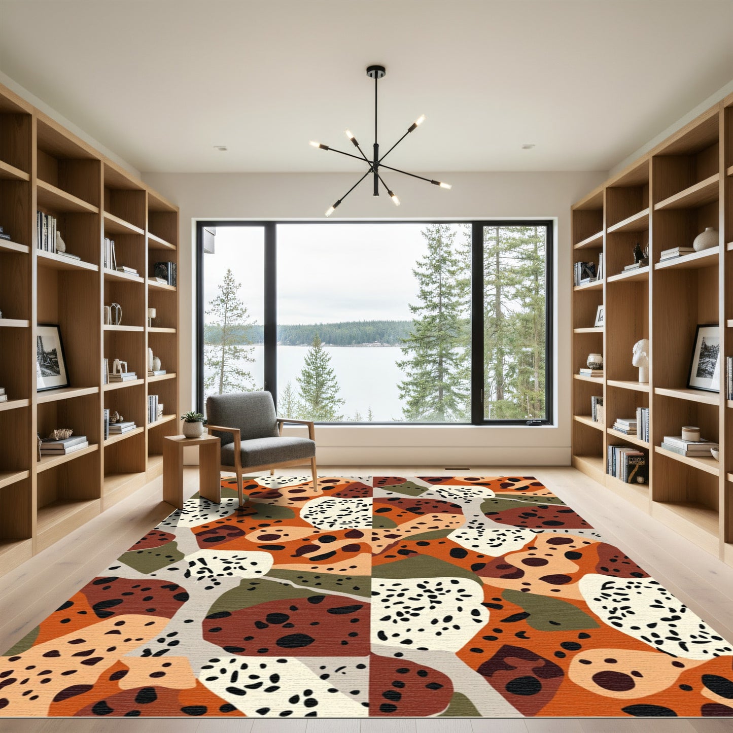 Terra Cotta Abstract Organic Shapes Rug