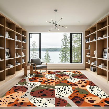 Terra Cotta Abstract Organic Shapes Rug