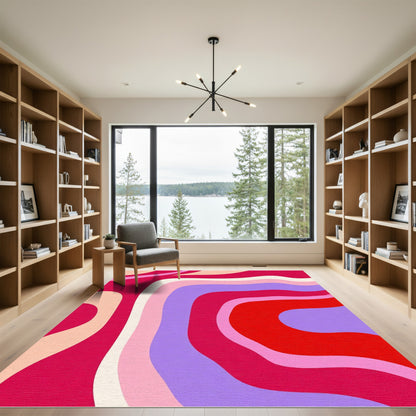 Groovy Red Pink Purple Swirl Rug