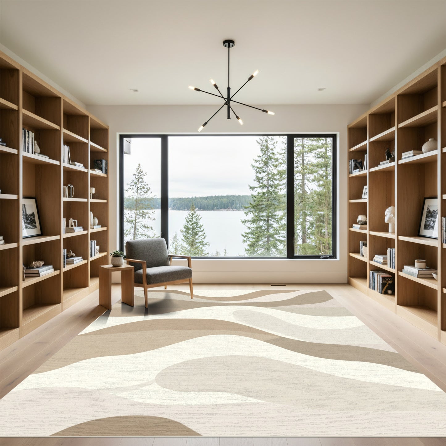 Neutral Dune Waves Abstract Rug