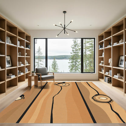 Brown Wood Grain Silhouette Creatures Rug
