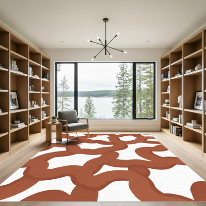 Terracotta Swirled Link Composition Rug