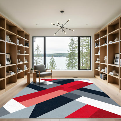 Bold Geometric Stripe Interlock Rug