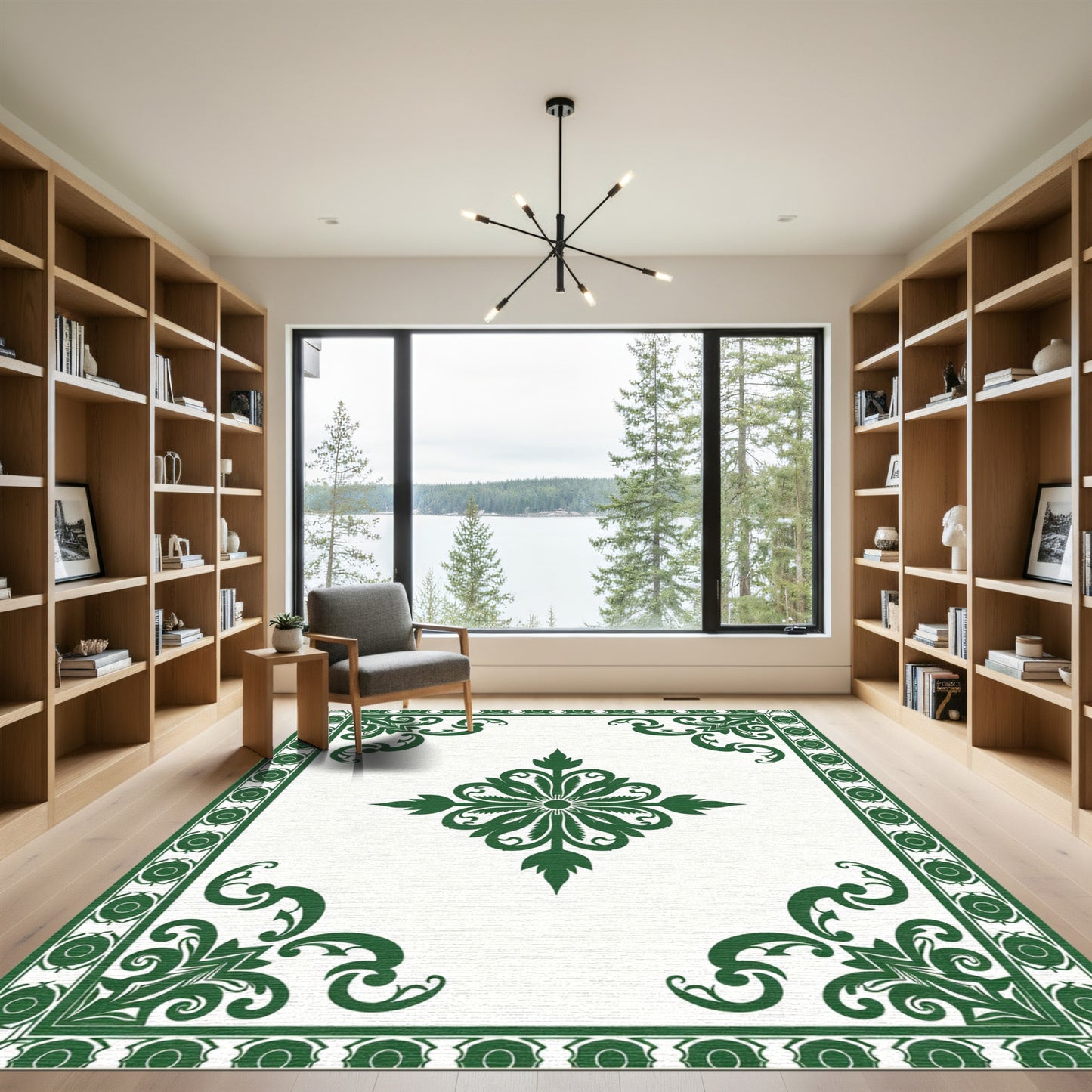 Emerald Blossom Corner Accents Rug
