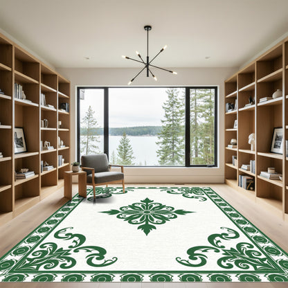 Emerald Blossom Corner Accents Rug