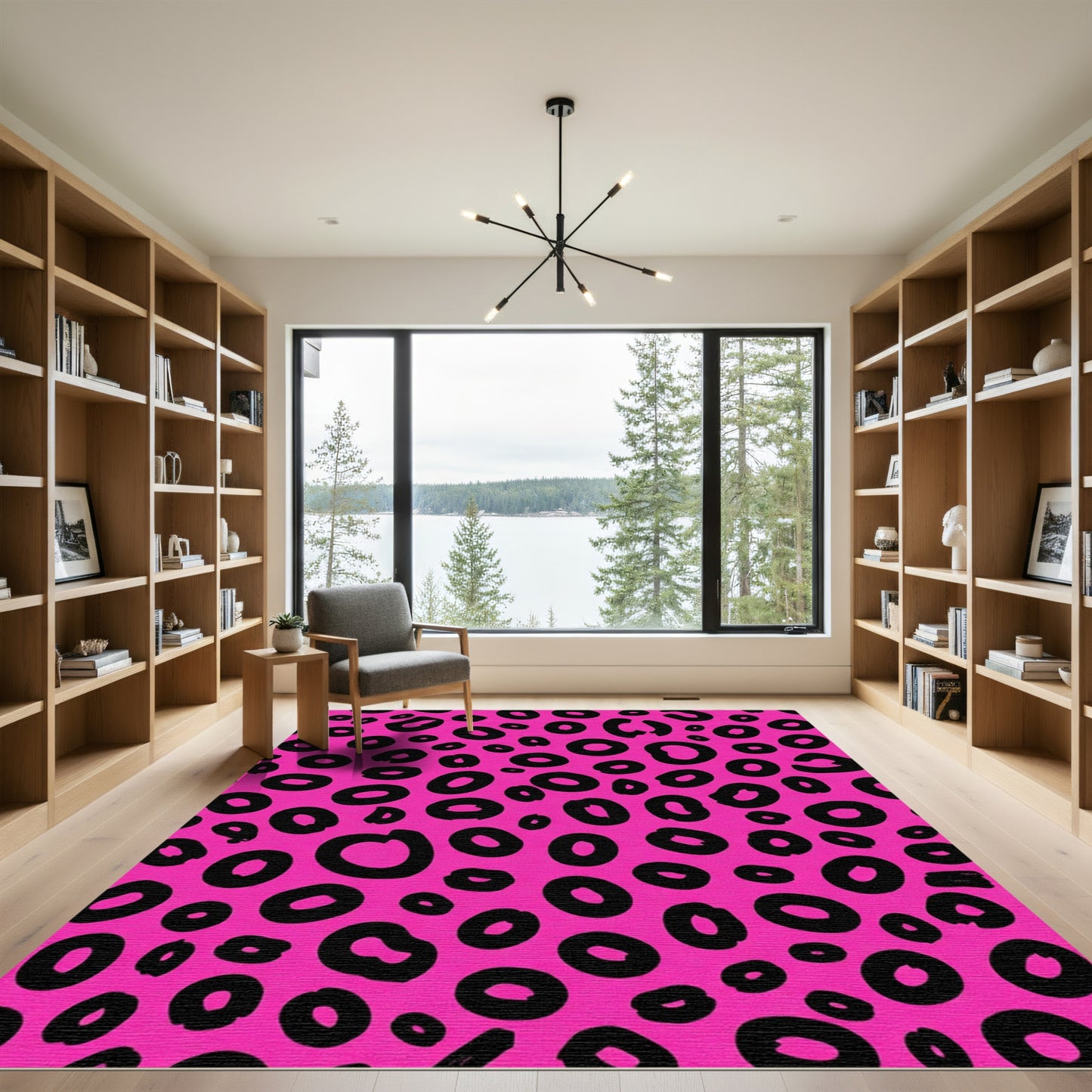 Hot Pink Black Animal Spots Rug