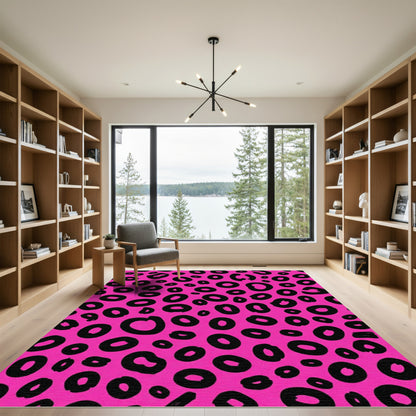 Hot Pink Black Animal Spots Rug