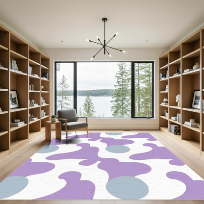 Lavender and Blue Abstract Organic Forms Rug
