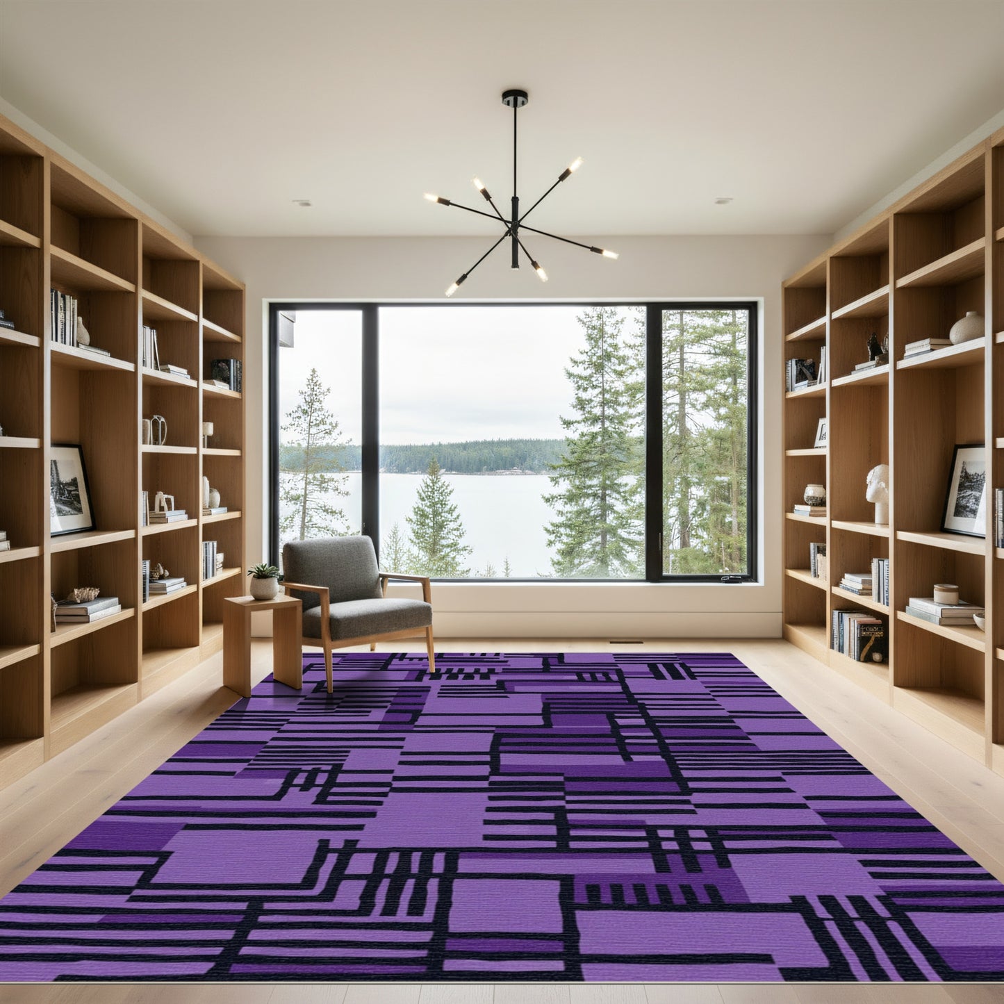 Purple Abstract Geometric Rectangular Rug