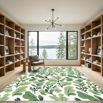 Forest Green Leafy Branches Rug