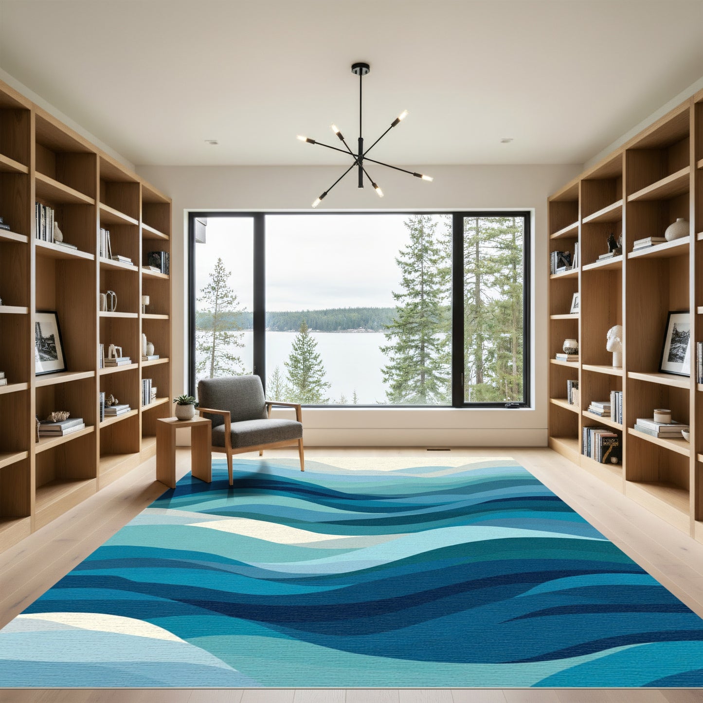 Oceanic Wave Abstract Rippling Rug