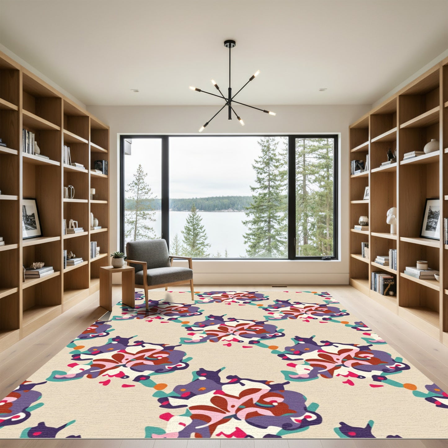Vibrant Abstract Bloom Medallion Rug