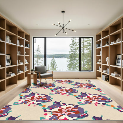 Vibrant Abstract Bloom Medallion Rug