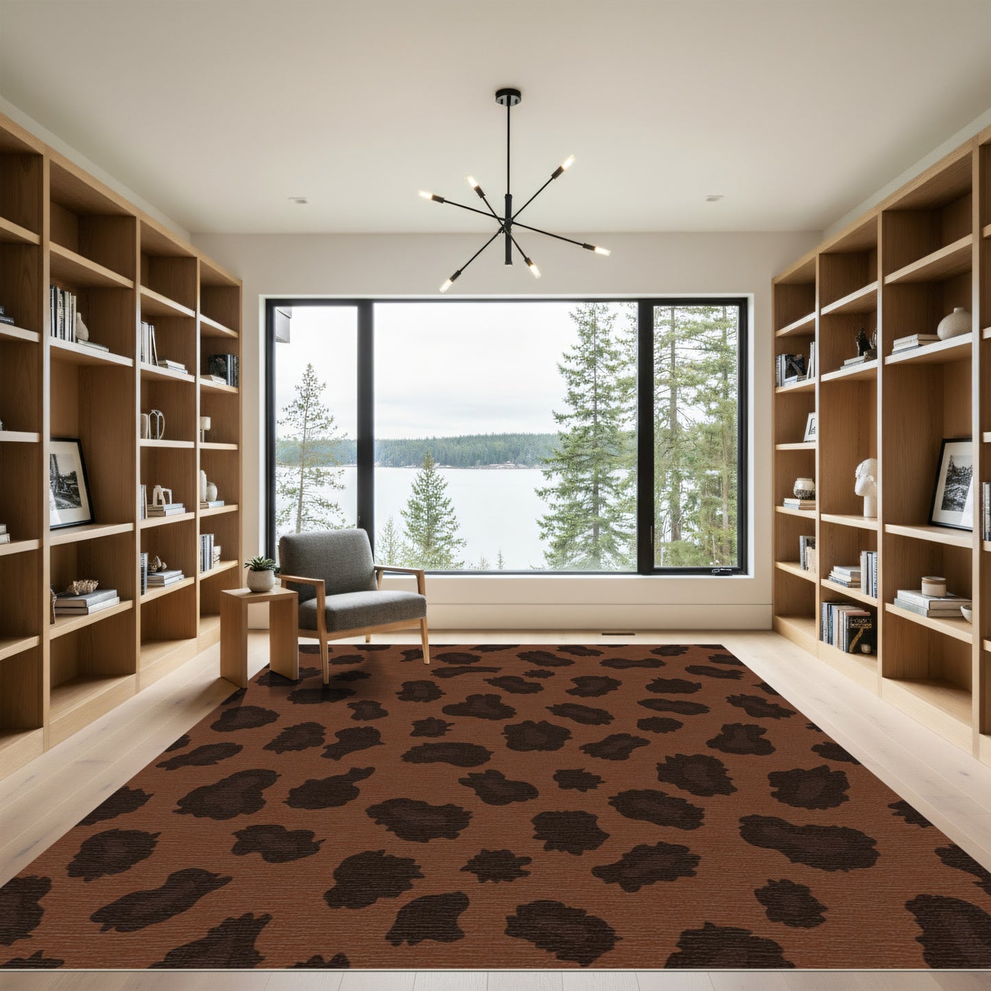 Brown Leopard Spot Print Rug