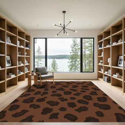 Brown Leopard Spot Print Rug