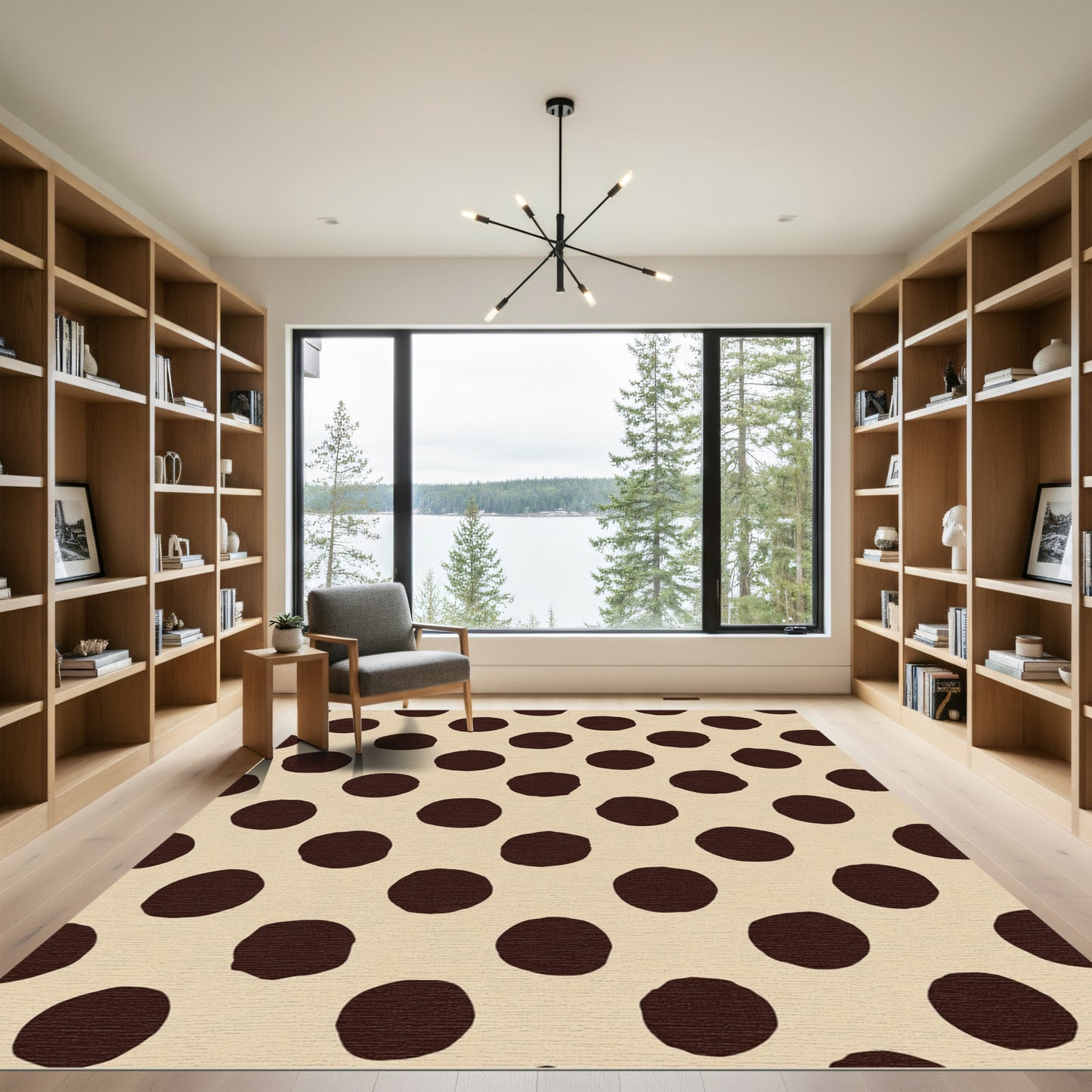 Dark Brown Polka Dot Cream Rug