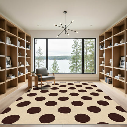 Dark Brown Polka Dot Cream Rug
