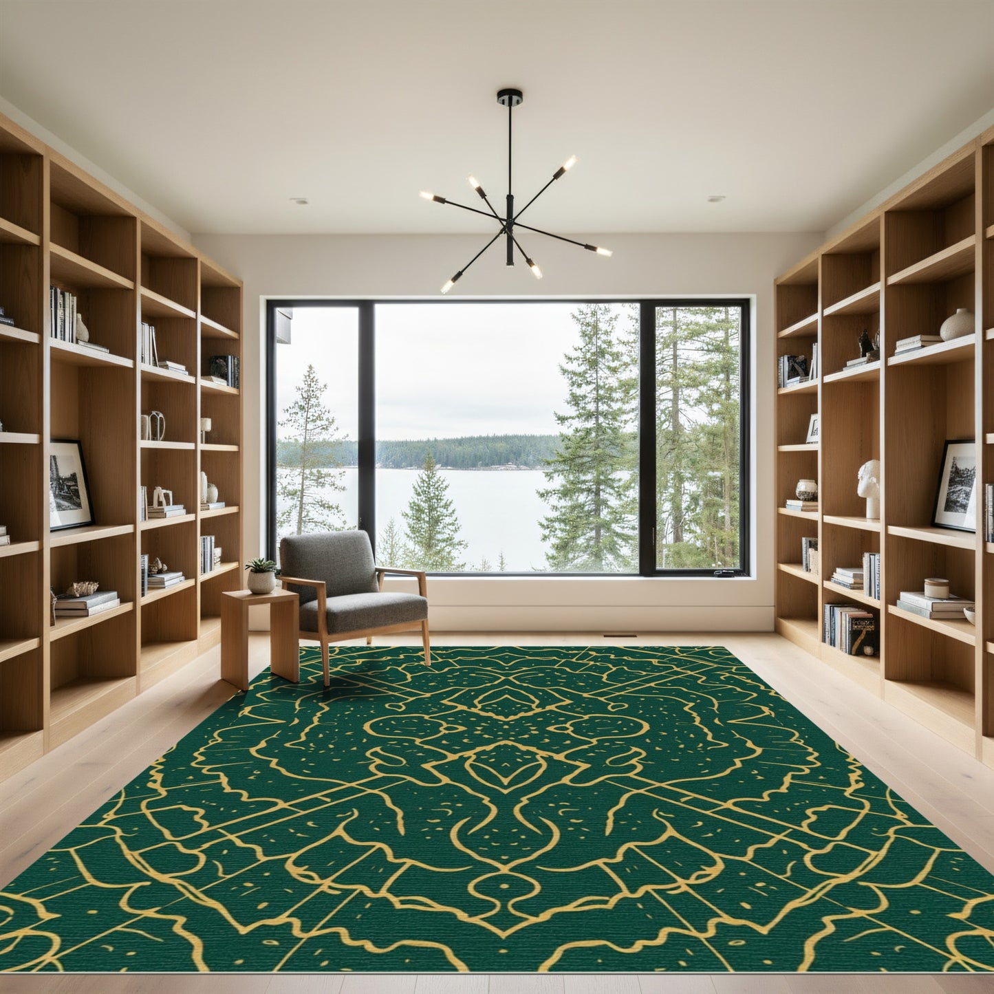 Emerald Gold Intricate Medallion Rug