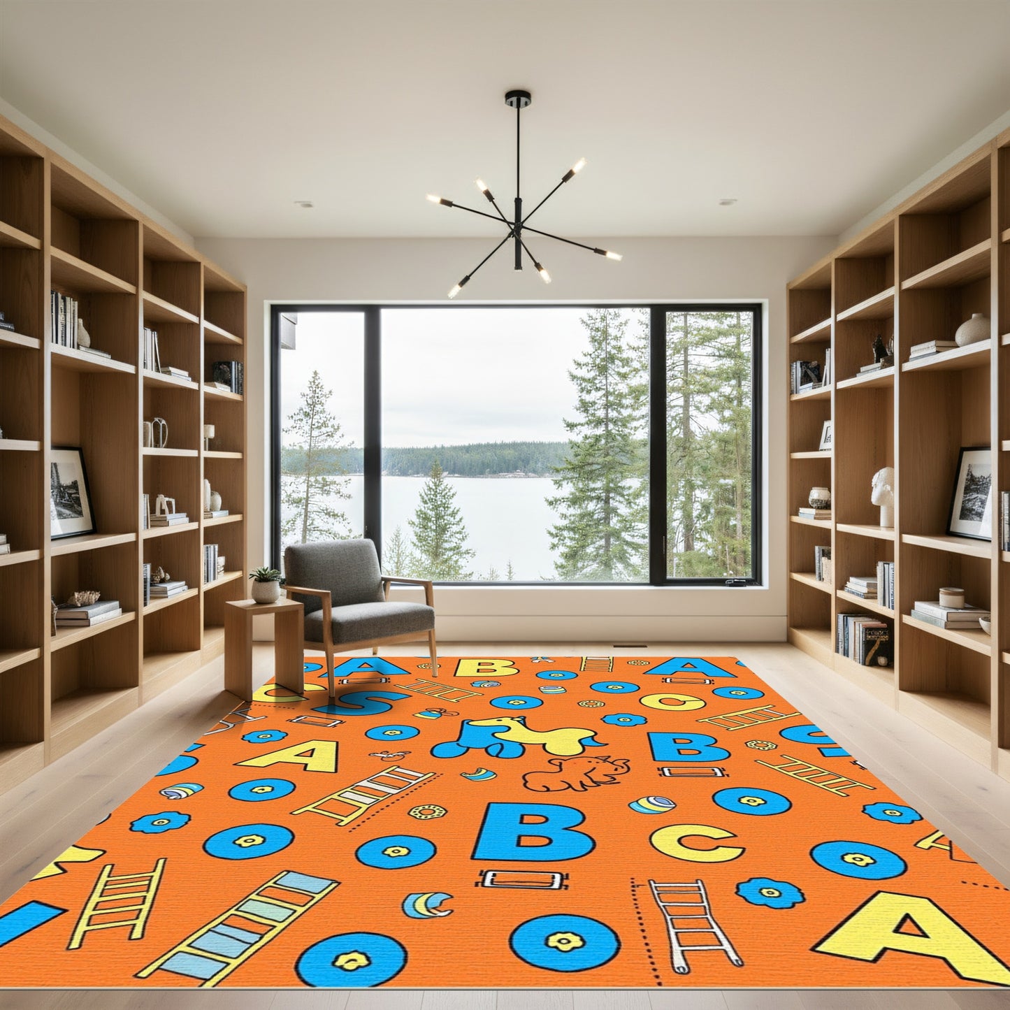 Alphabet And Toys Playful Orange Rug