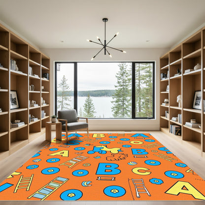 Alphabet And Toys Playful Orange Rug