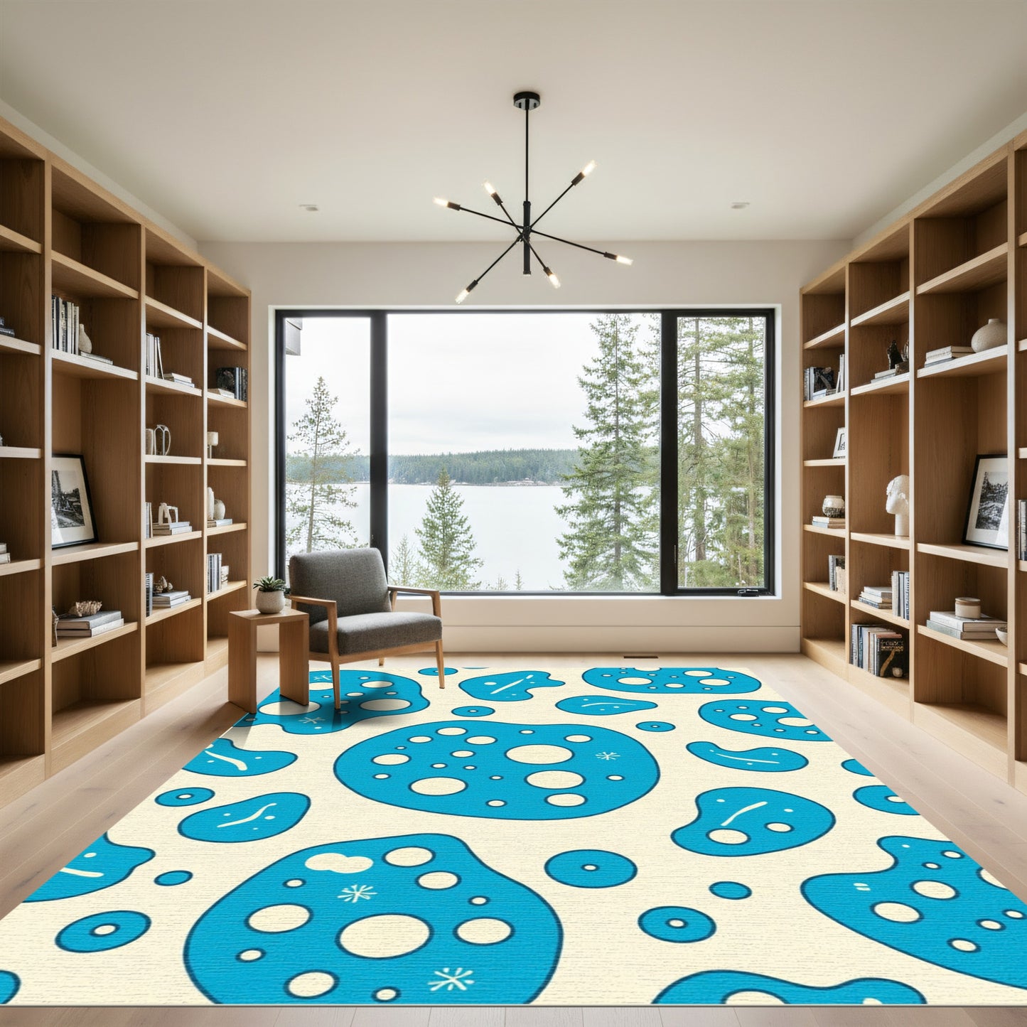 Abstract Blue Blob Cells Rug