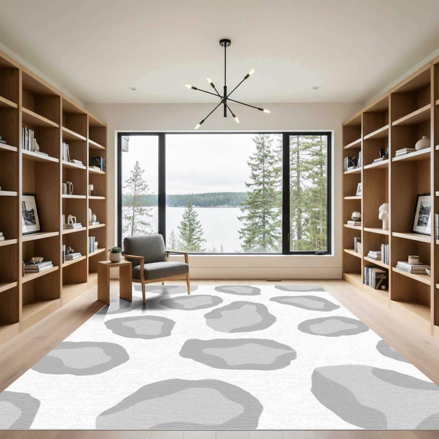 Abstract Gray Organic Spots Rug