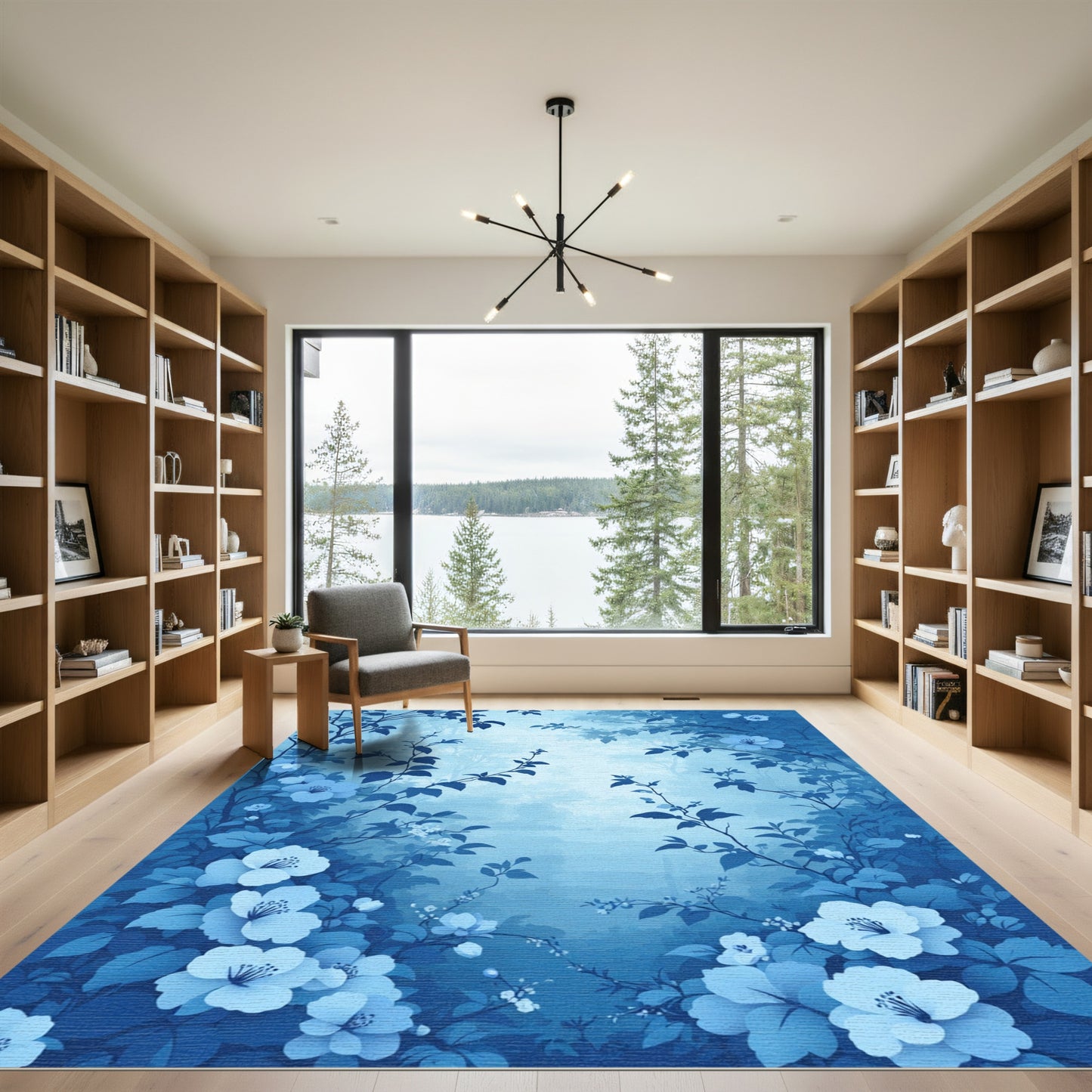 Blue Floral Garden Mist Rug