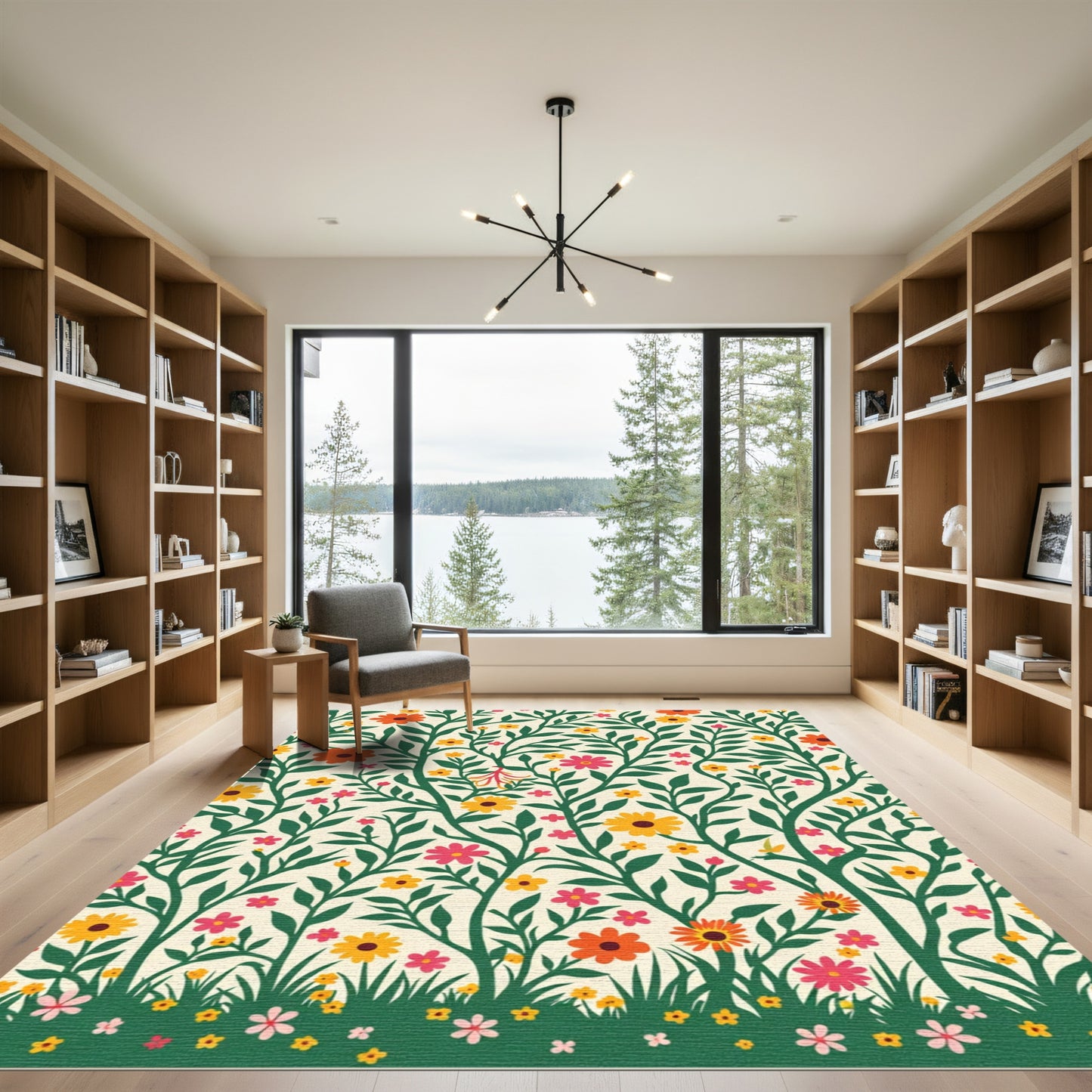 Whimsical Floral Vine Garden Rug