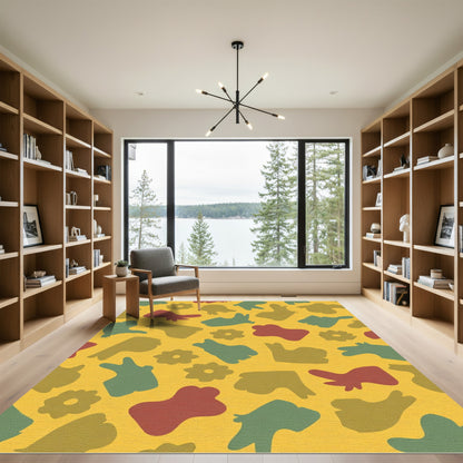 Abstract Earth Tones Floral Forms Rug