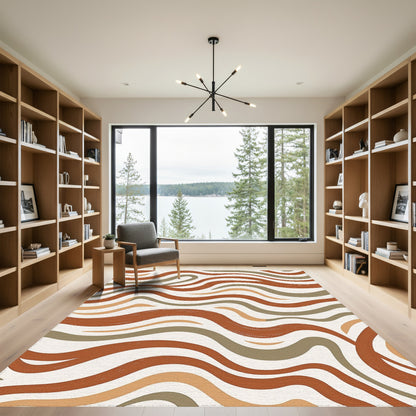 Terracotta Sage Wavy Stripe Rug