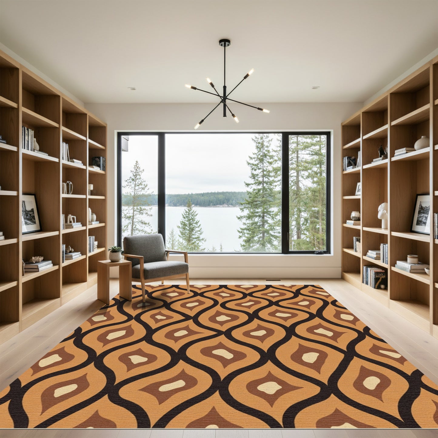 Mid Century Amber Flame Organic Rug