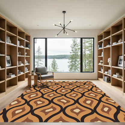 Mid Century Amber Flame Organic Rug