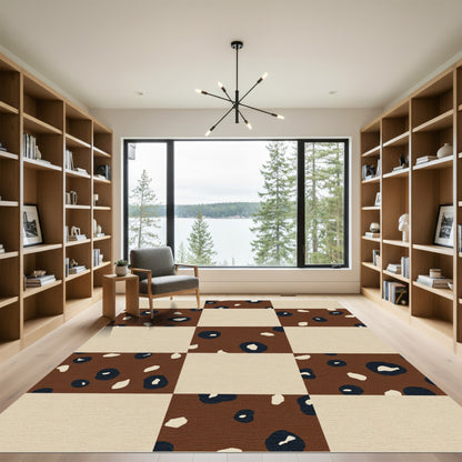 Brown Beige Leopard Tile Rug