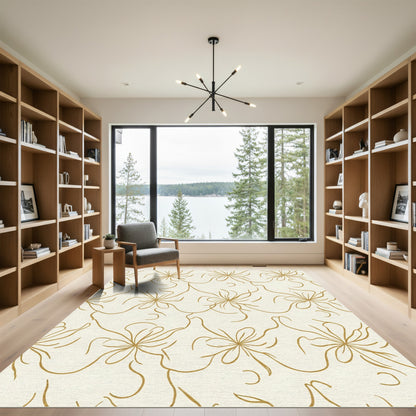 Golden Thin Line Starburst Rug