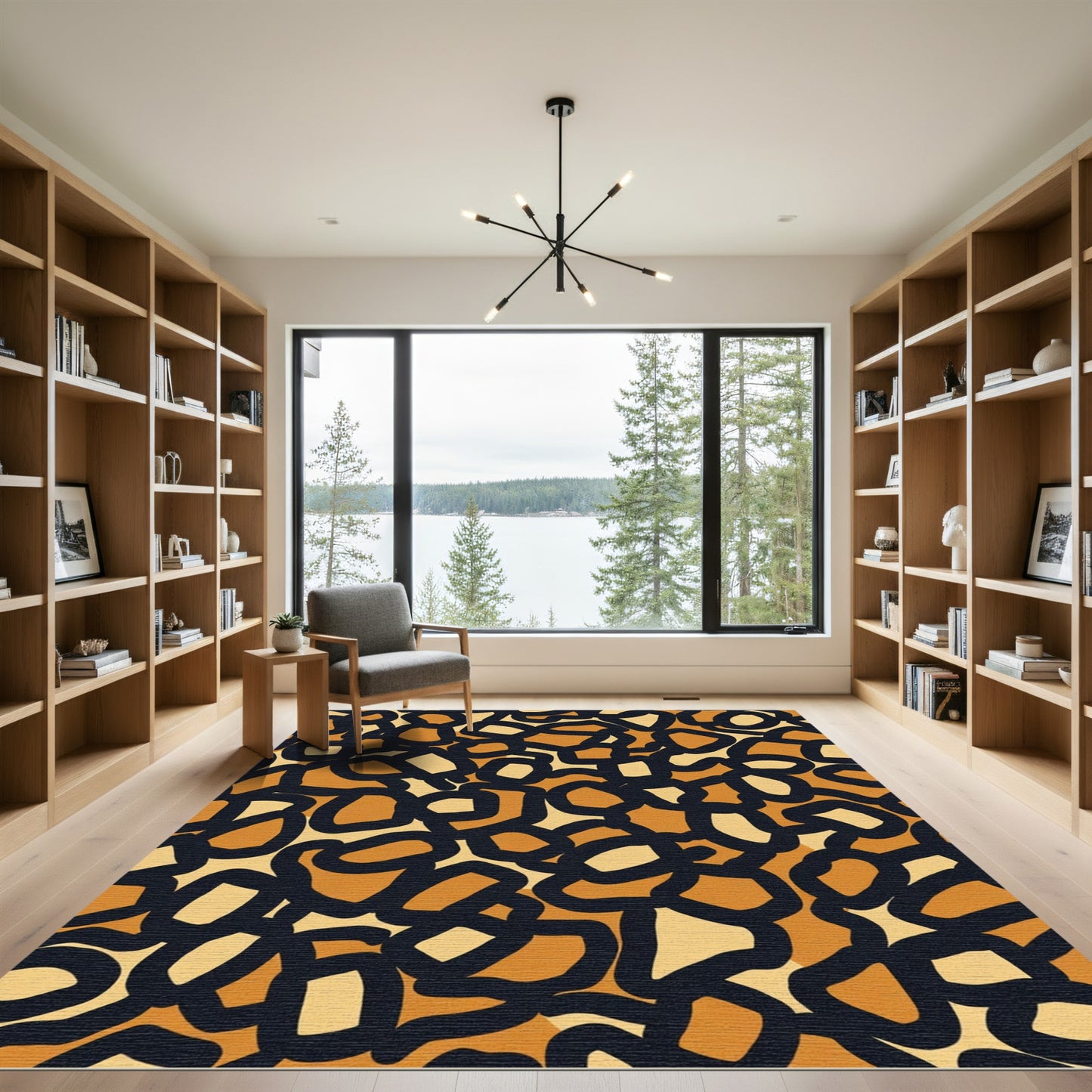 Amber Tan Abstract Leopard Spots Rug