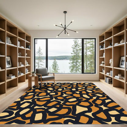 Amber Tan Abstract Leopard Spots Rug