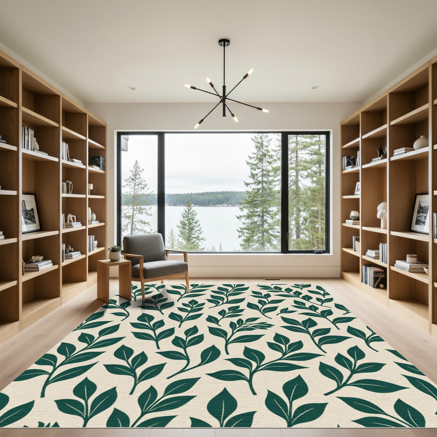 Deep Emerald Botanical Branch Repeat Rug
