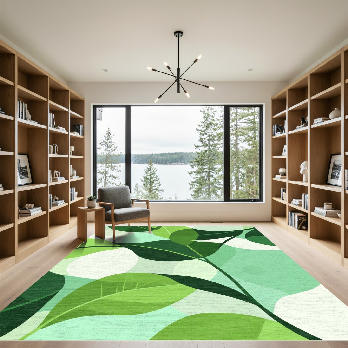Green Leafy Abstract Organic Blend Rug