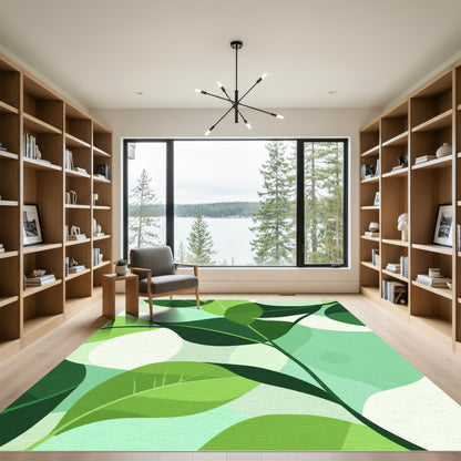Green Leafy Abstract Organic Blend Rug