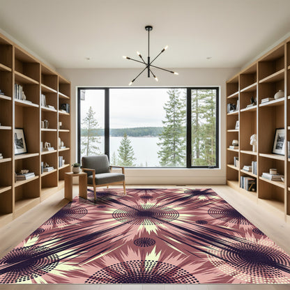 Radial Pink Burst Starburst Rug