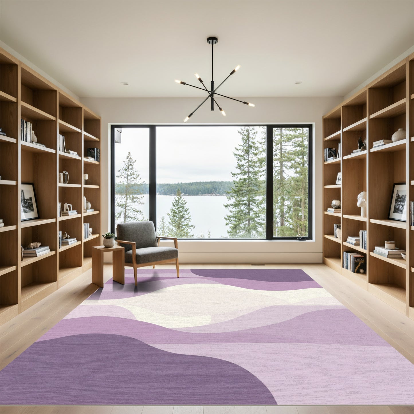 Lavender Abstract Gradient Wave Rug