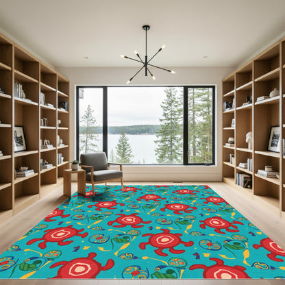 Red Turtle Tribal Aquatic Accents Rug
