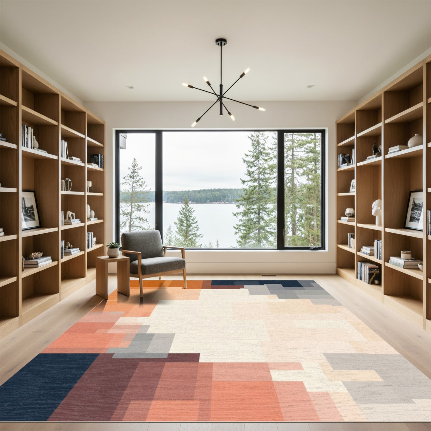 Terracotta Gray Block Abstract Rug