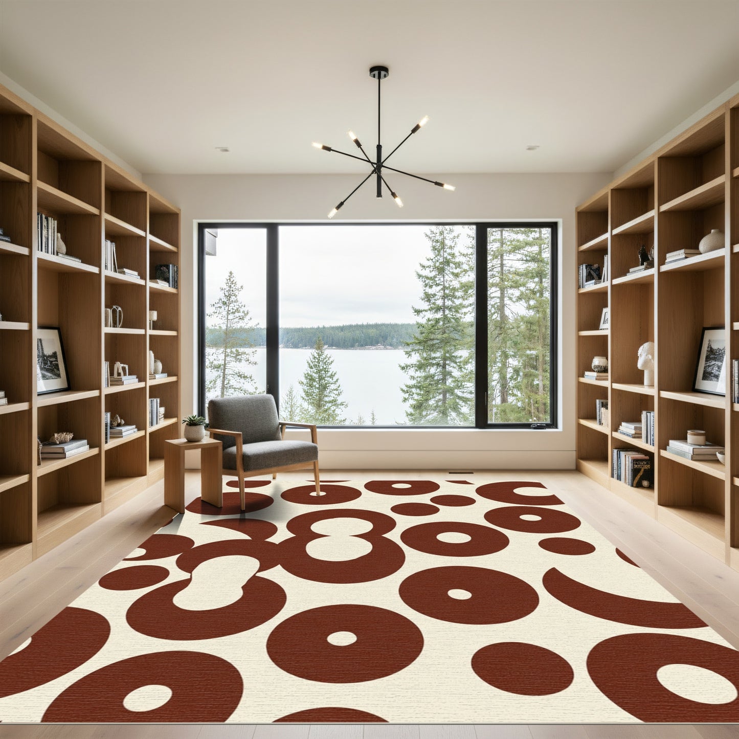 Retro Chocolate Brown Circles Rug